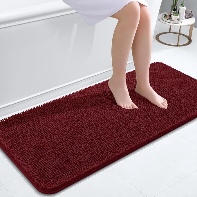 OLANLY Bathroom Rugs 47x20, Extra Soft Absorbent Chenille Bath Rugs, Rubber by OLANLY