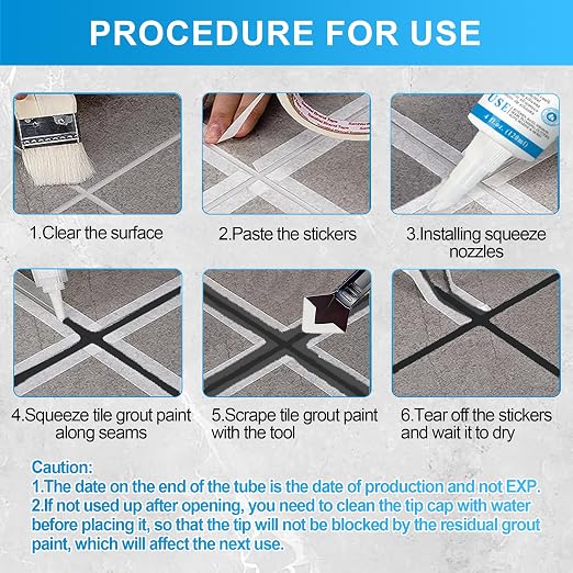 8Oz Black Waterproof Caulk & Seal Silicone Sealant, Wadities Tile Grout Repair - Image 6
