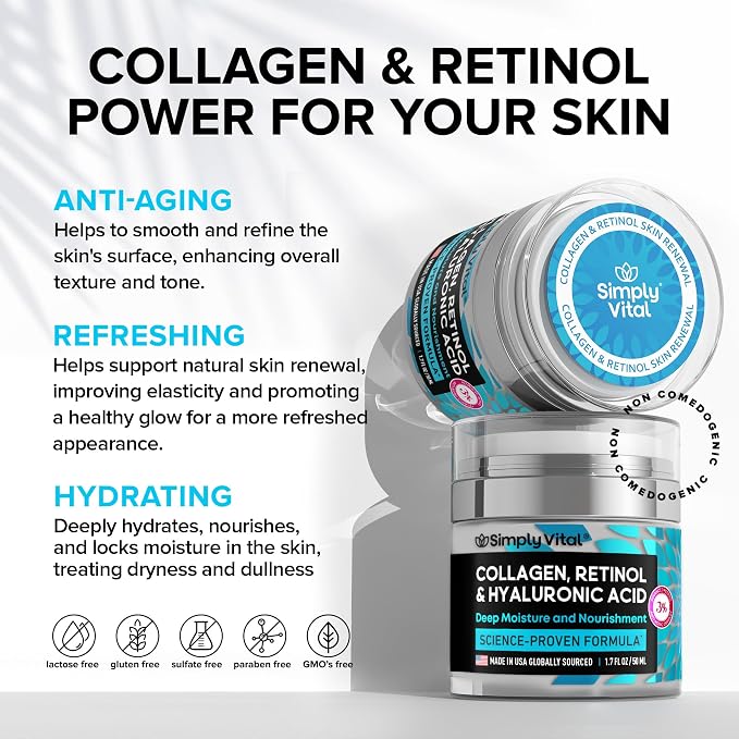 SimplyVital Collagen, Retinol & Hyaluronic Acid Cream - Image 3