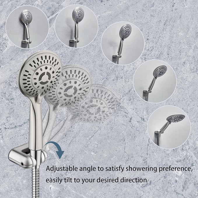 BRIGHT SHOWERS Shower Head Holder Wall Mount, Adjustable Handheld Shower Wand - Image 6