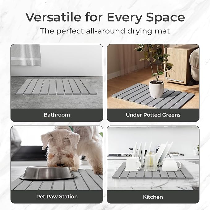 Stone Bath Mat | Extra Large 23.6 X 15.5 Foldable Diatomaceous Earth | Quick - Image 7