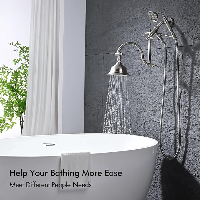 Bagnolux Solid Brass 6" High Pressure Rain Shower Head Combo - Image 7
