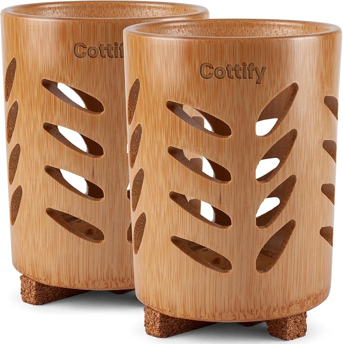 2-Pack of Eco-Friendly Bamboo Toothbrush Holders by Cottify