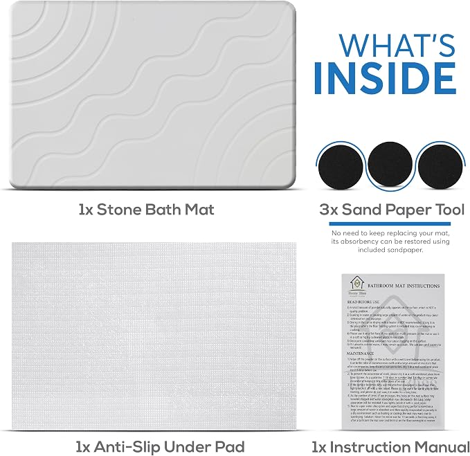 Stone Bath Mat – Quick Drying Diatomaceous Earth Bath Mat, Super Absorbent - Image 5
