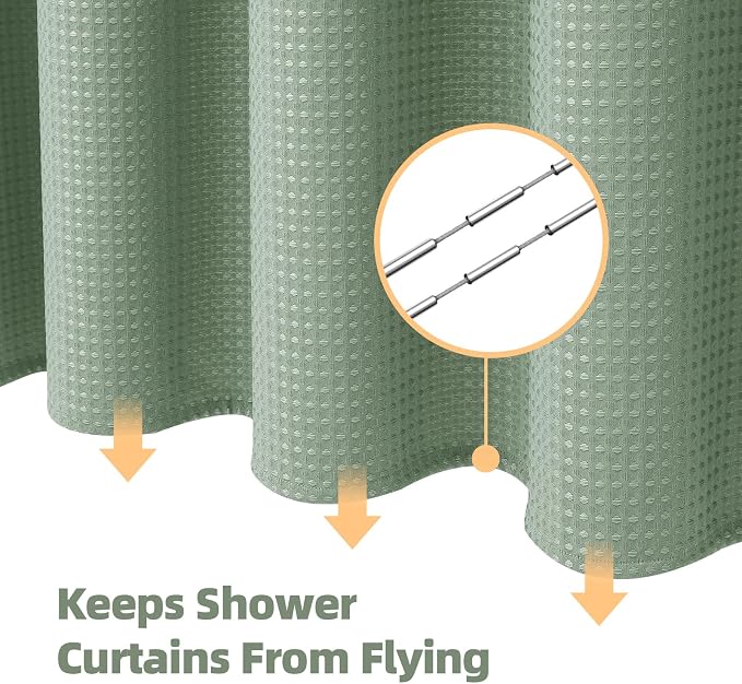 LaCyan 3 in 1 Waterproof Waffle Weave Shower Curtain and Clear Liner Set - Image 4