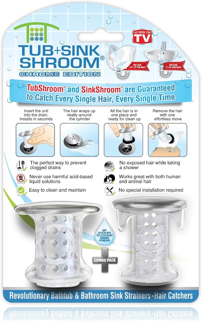 TubShroom and SinkShroom Drain Protectors Hair Catchers by TubShroom