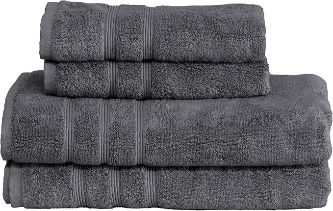 Mosobam Luxury Turkish 4pc Towel Set 30X58 16X30 Charcoal Gray 700 GSM Bamboo by Mosobam