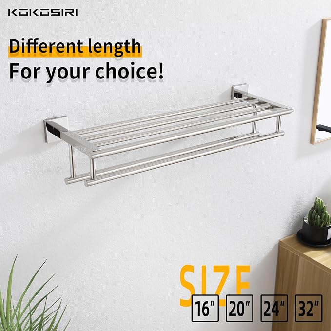 KOKOSIRI Bath Towel Rail Bathroom Towel Rack Towel Holder 24 Inch Towel Shelf - Image 5