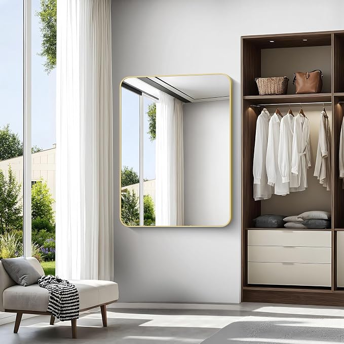 BONEWEI Gold Bathroom Mirror, 36x48 inch Wall Mirror - Image 5