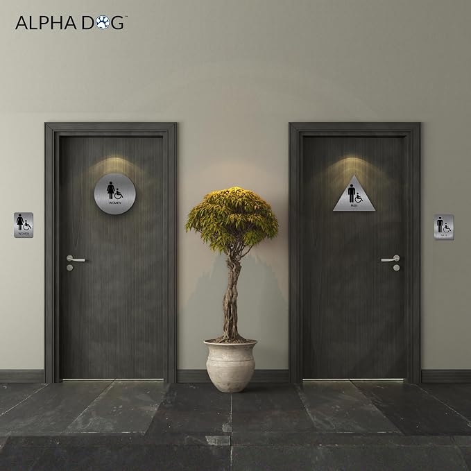 ALPHA DOG ADA SIGNS Bathroom Bundle: Men's Women's Restroom Signs, ADA - Image 4