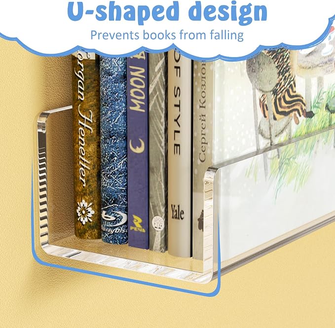 NIUBEE 36-Inch Acrylic Floating Bookshelves - Image 4