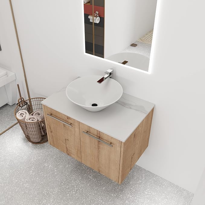 30 Inch Bathroom Vanity with Sink, Modern Wall Mount Floating Bathroom Vanity by ARTCHIRLY