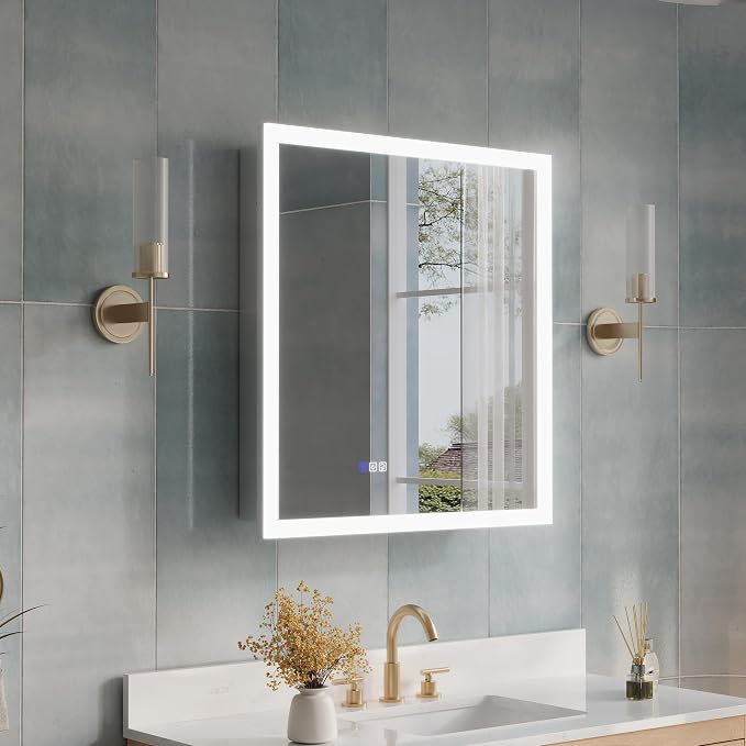 WELLFOR 30 x 32 Inch LED Medicine Cabinet - Image 4