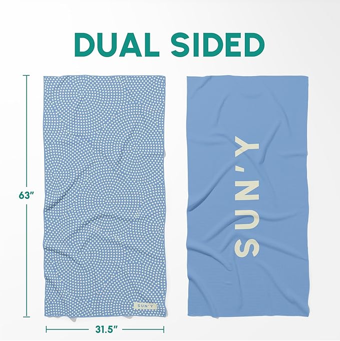 SUN'Y Waffle Microfiber Beach Towel – Sand Free, Quick Dry, Ultra Absorbent - Image 6
