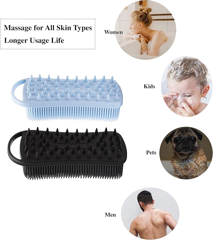2 PC Silicone Body Scrubber, 2 in 1 Exfoliating Shower Bath Scrubber, Soft - Image 6
