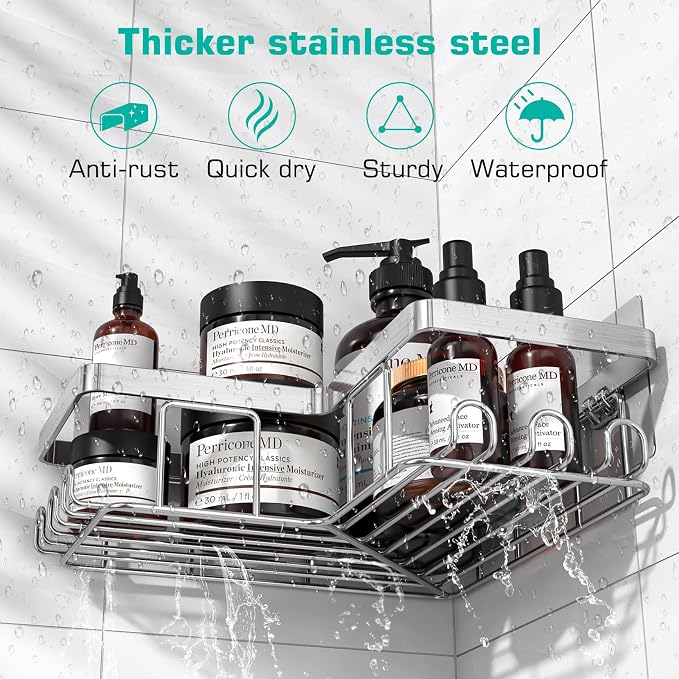 YASONIC Corner Shower Caddy, Rustproof Stainless Steel Shower Organizer - Image 3