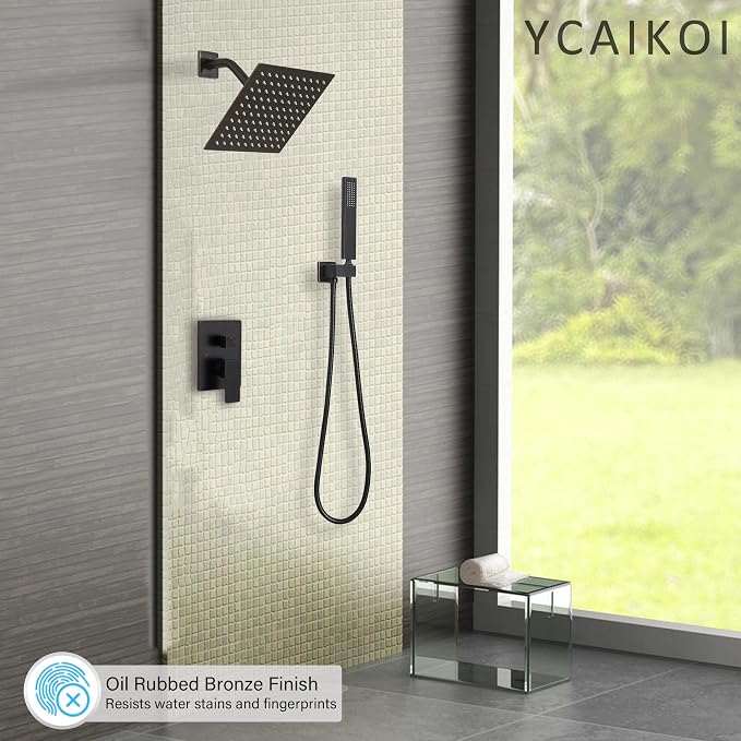 Oil Rubbed Bronze Shower System, 8 Inch High Pressure Rain Shower - Image 2