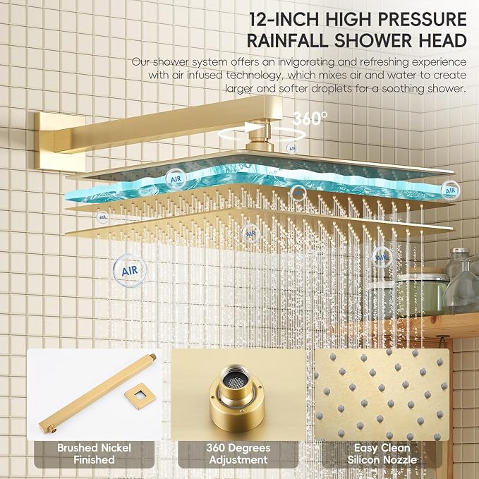 Gold Shower System, Shower Faucet Set - Image 4