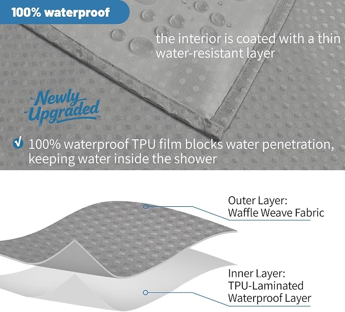 2-in-1 Waterproof Fabric Shower Curtain - Image 5