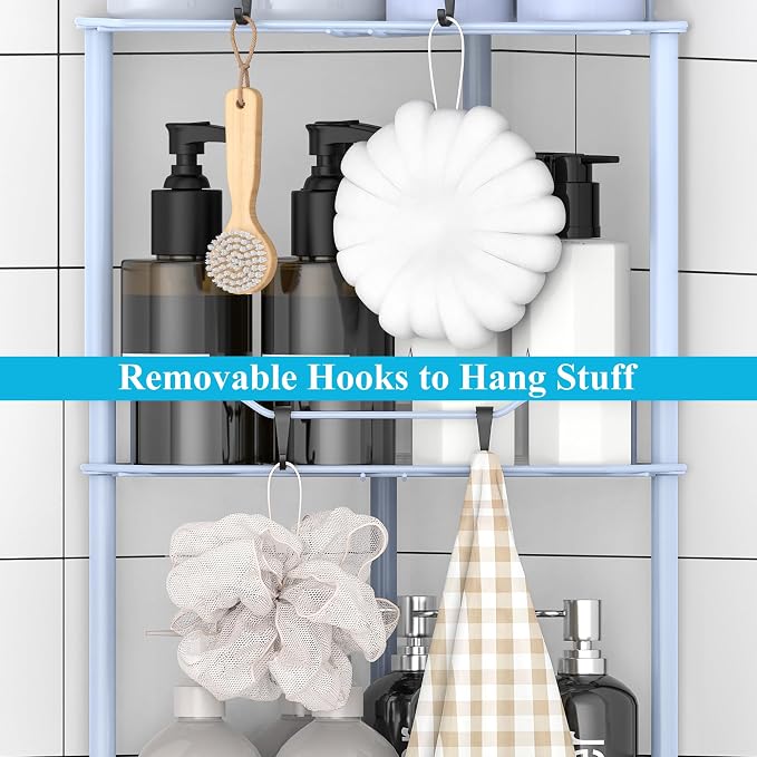 3 Tier Floor Standing Corner Shower Caddy Organizer Shelf - Image 5