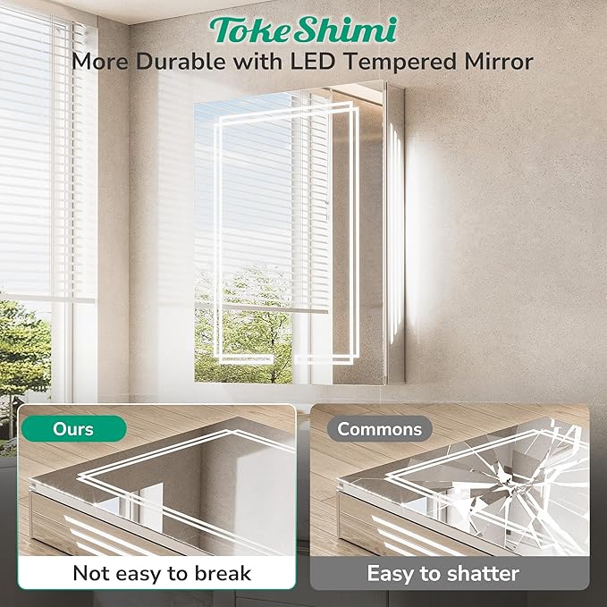 TokeShimi 30x32 Bathroom Mirror Medicine Cabinet - Image 6