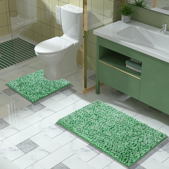 Yimobra Luxury Chenille U-Shaped Toilet Rug, Super Soft Shaggy Contour Bath Mat - Image 5