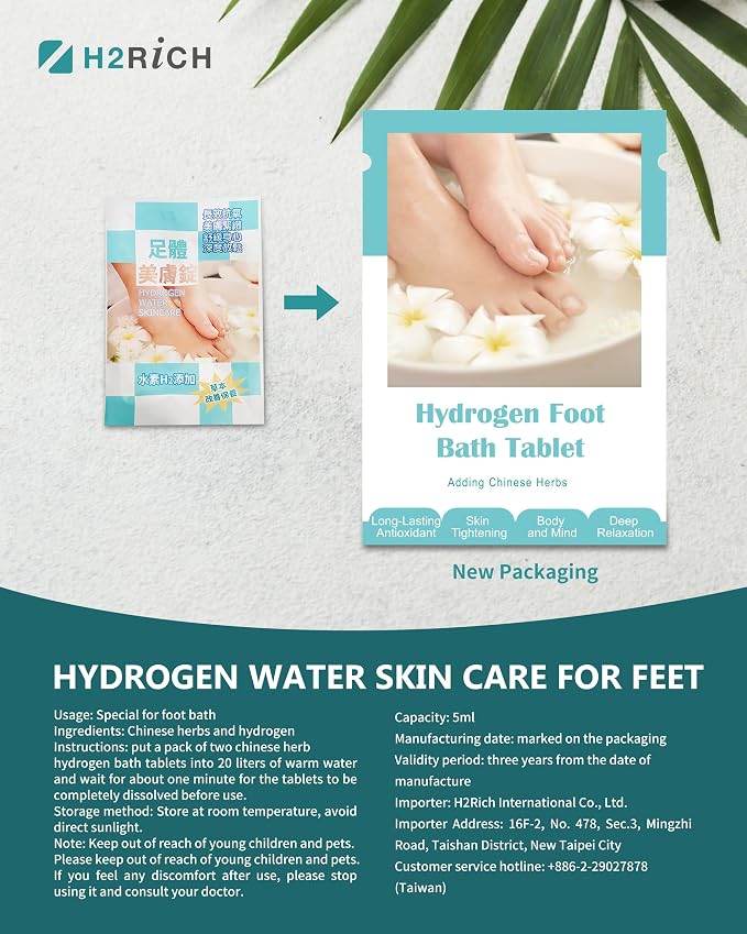 Hydrogen Foot Soak Effervescent Tablets 10 Pack | Ginger & Mugwort Herb Foot - Image 7