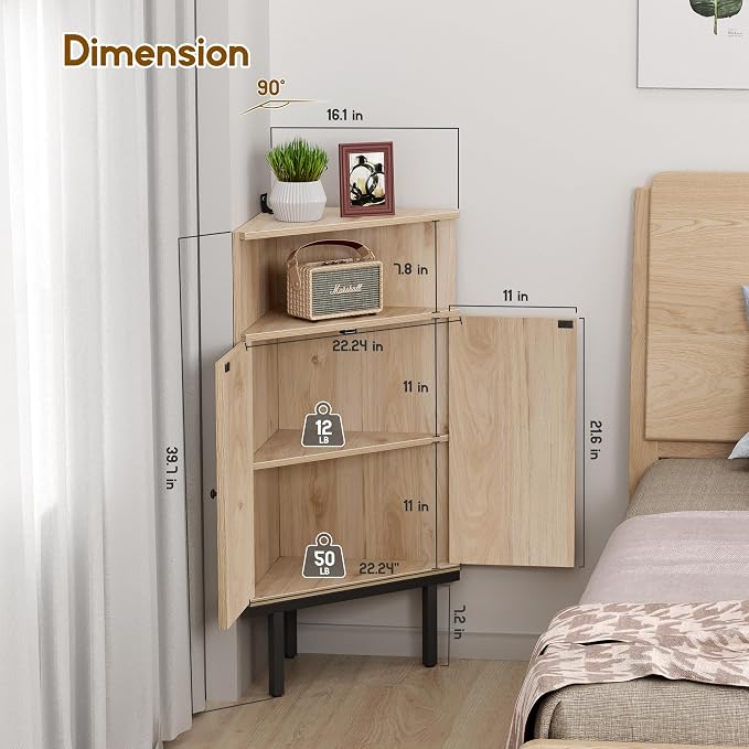 XIAO WEI 39 Inch Boho Corner Cabinet - Image 5