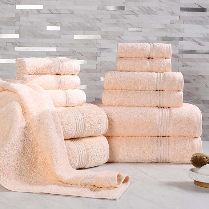 Superior Egyptian Cotton 12-Piece Towel Set, Guest Bath Decor Essentials by SUPERIOR