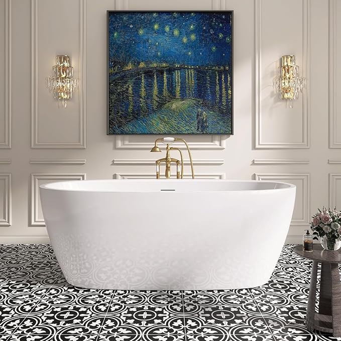 59" Free Standing Tub, Pure Acrylic Freestanding Bathtub, Stylish Stand Alone by Sylonwill