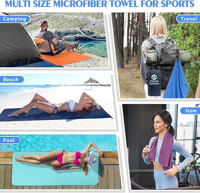 HOEAAS 2 Pack Microfiber Camping Towels, Quick Dry Towel, Super Absorbent Ultra - Image 6