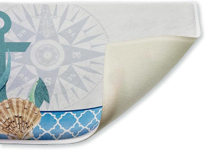 Stupell Industries Bayside Anchor & Compass Plush Bathroom Mat & Bath Rug - Image 2