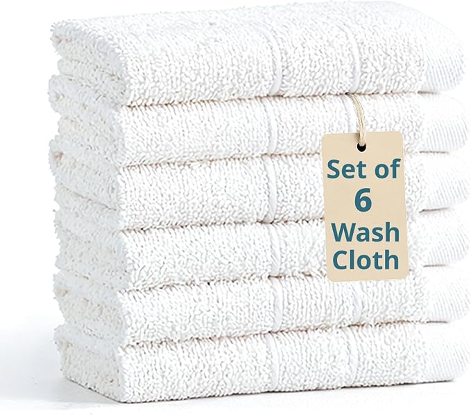 Casa Platino 100% Cotton Washcloths 6 Pack by CasaPlatino