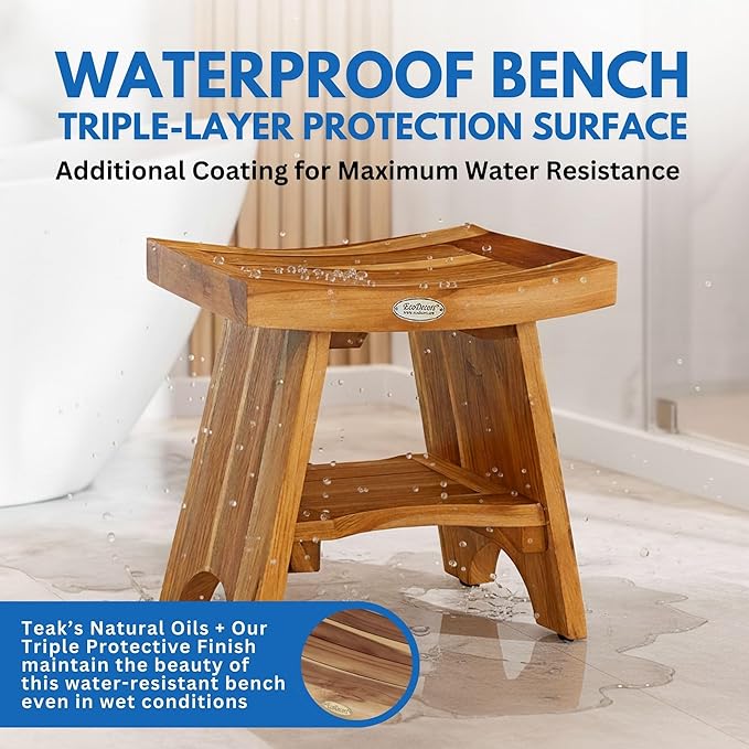 EcoDecors Teak Shower Bench - Image 5