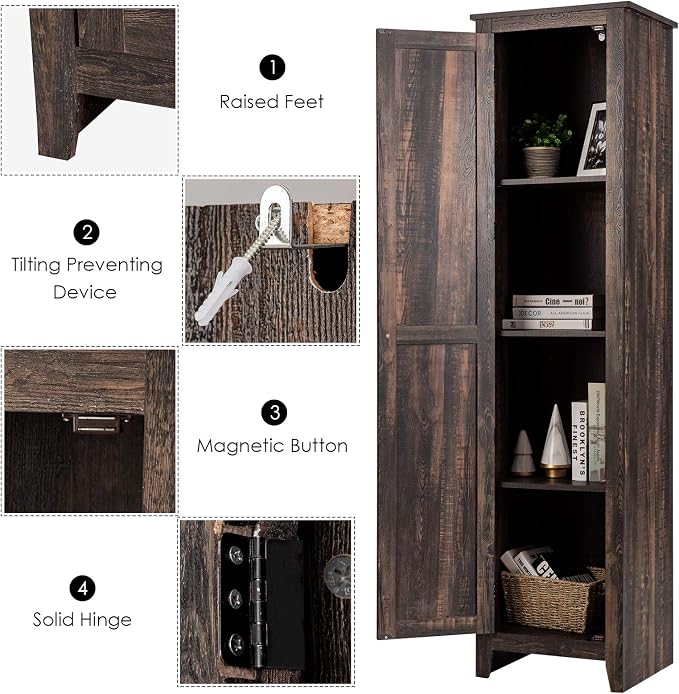 Giantex Tall Storage Cabinet Free Standing Floor Storage Tower - Image 4
