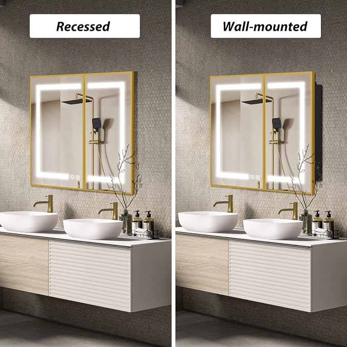 APRILSOUL 36X30 Inch Gold Bathroom Medicine Cabinet - Image 3
