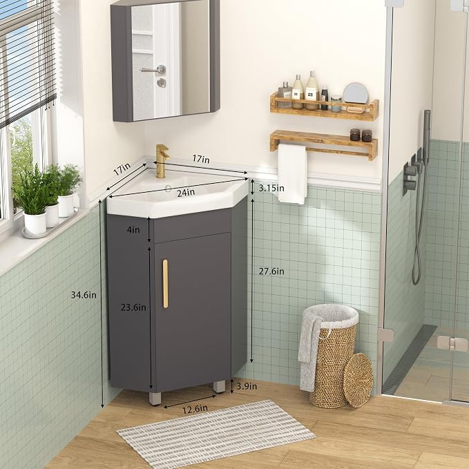 24" Corner Bathroom Vanity Sink Combo - Image 2