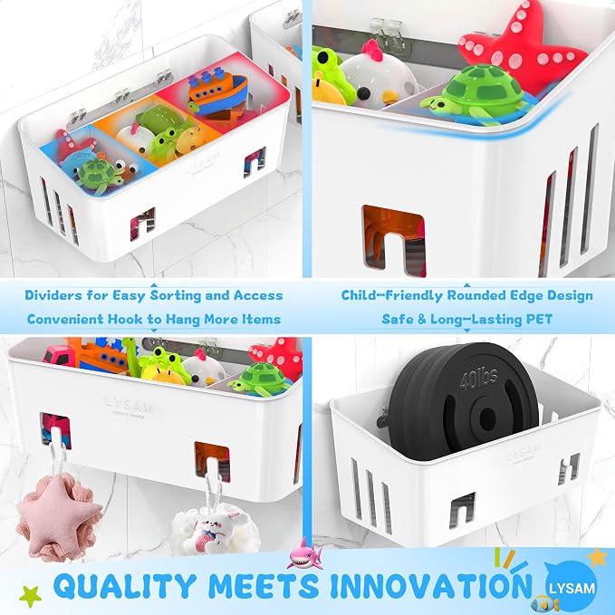 Lysam Bath Toy Storage 2 Packs, Large Bath Toy Holder - Image 5