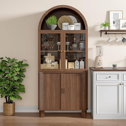 Alohappy Arched Kitchen Pantry, Modern Wood Kitchens Storage Cabinets by Alohappy