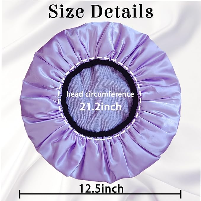 Shower Cap Reusable Waterproof, Terry Lined Shower Caps - Image 5
