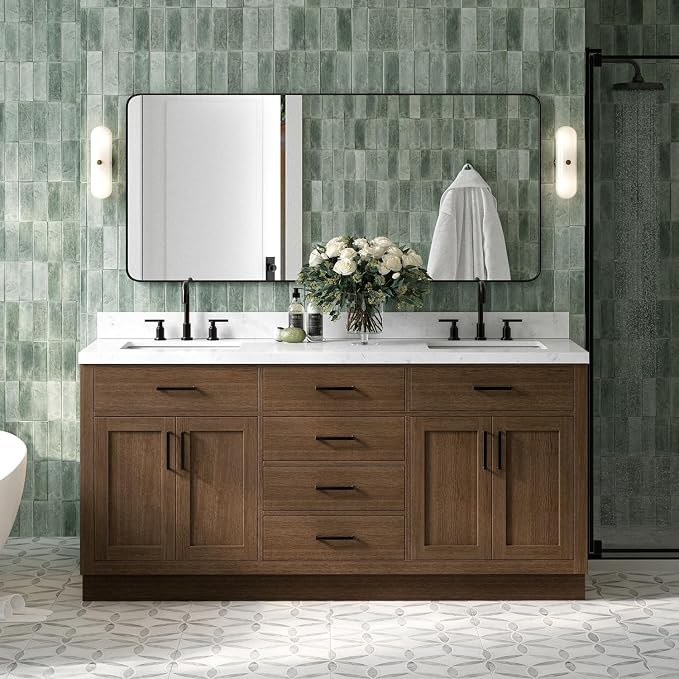 ARIEL Hepburn 72 Inch Double Rectangle Sink Bathroom Vanity by Ariel