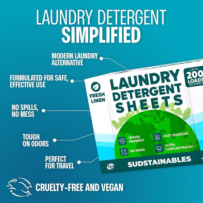 Sudstainables Laundry Detergent Sheets 200 Loads – Dissolvable Laundry Sheet - Image 5