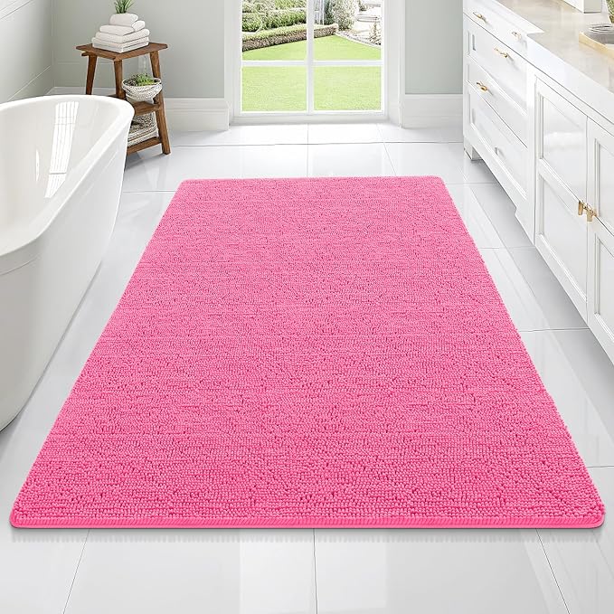 OLANLY Bathroom Rugs 70x46, Extra Soft Absorbent Chenille Bath Rugs, Rubber by OLANLY