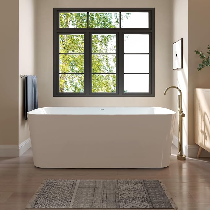 FerdY Maui 67" Acrylic Freestanding Bathtub, Contemporary Elegant Design by FerdY