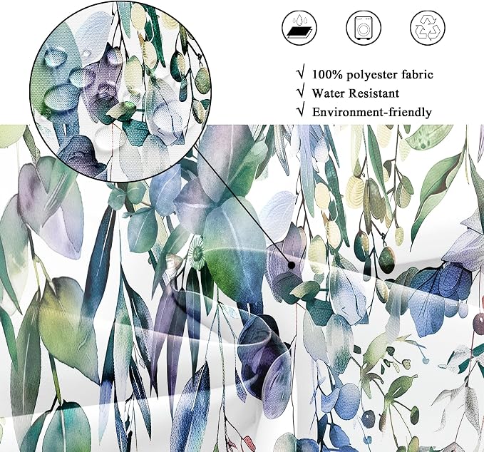 Riyidecor Small Stall Teal Eucalyptus Shower Curtain - Image 4