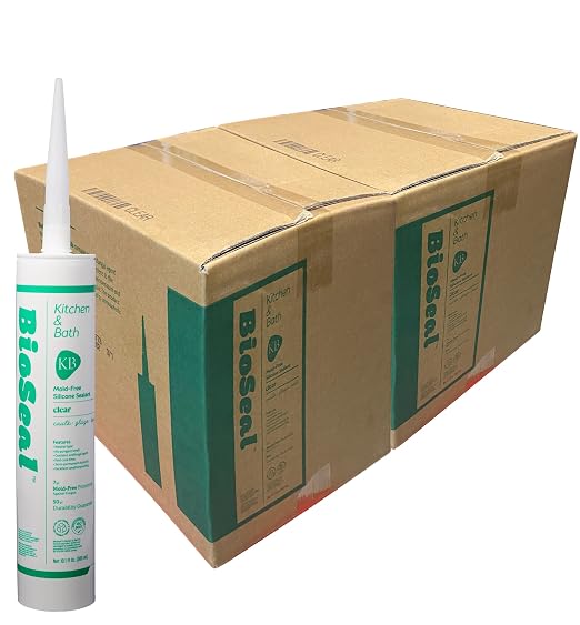 Clear BioSeal 100% Silicone Sealant Caulk Kitchen and Bath Grade, Waterproof by BladeDepot