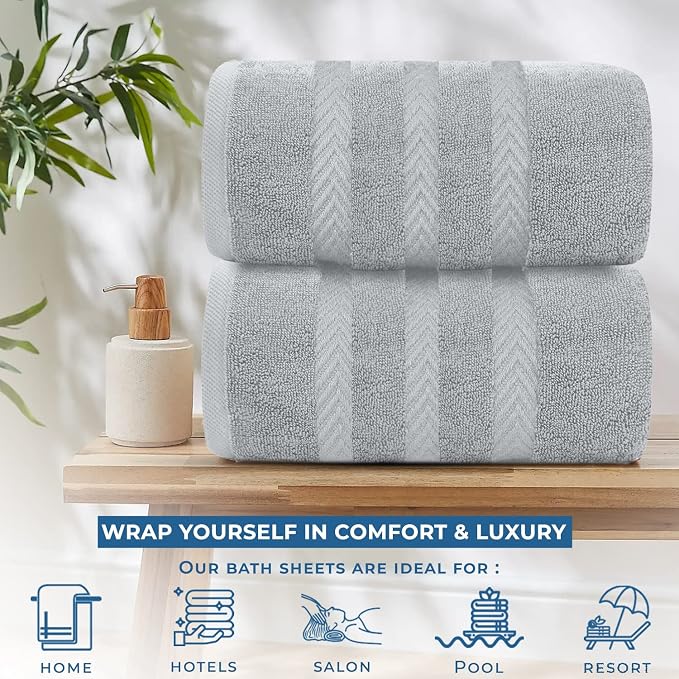 DAN RIVER 2 Pack Luxury Bath Sheets 35x70, 600 GSM, Soft & Quick Dry 100% Ring - Image 6