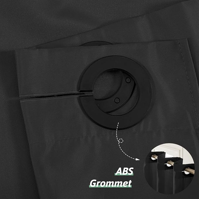 Furlinic Extra Wide No Hook Black Shower Curtain 108x72 Inch, Polyester Fabric - Image 7