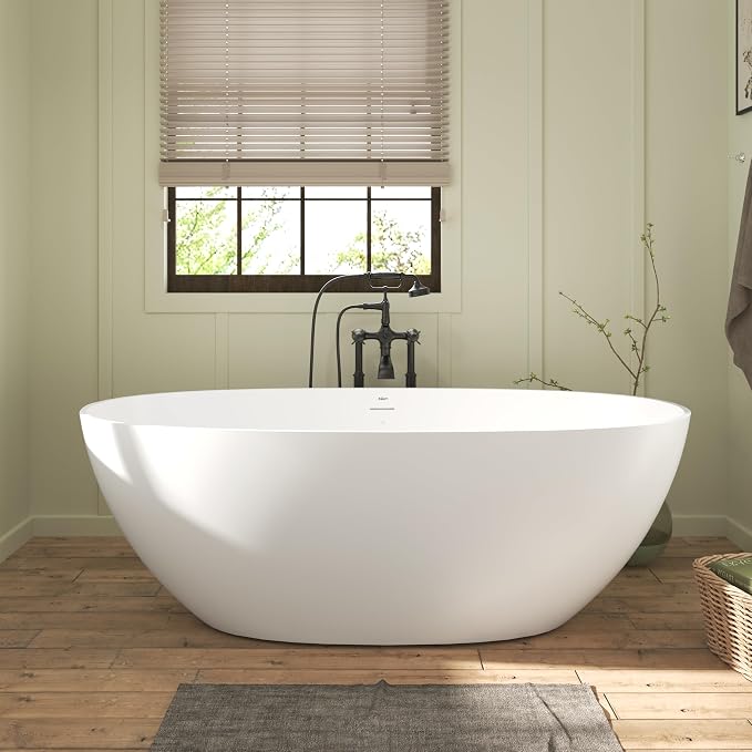 FerdY Goa 67" Resin Stone Freestanding Bathtub, Elegant Oval Freestanding by FerdY