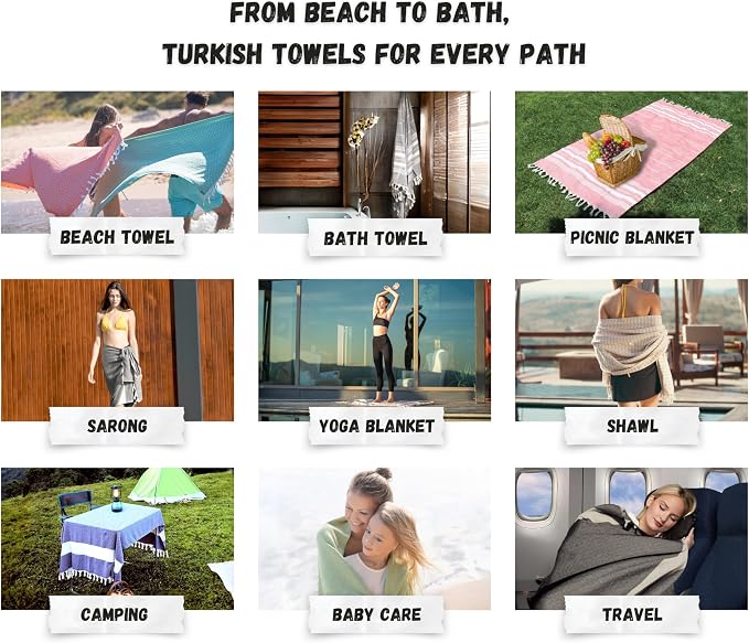 Bazaar Anatolia Turkish Bath Towel – 100% Cotton, Quick Dry, Sand Free Towel - Image 6